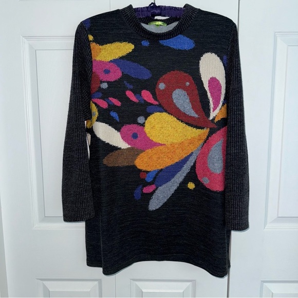 Trisha Tyler size XL Colorful Abstract long sleeve tunic Mock Neck Sweater - Picture 1 of 8
